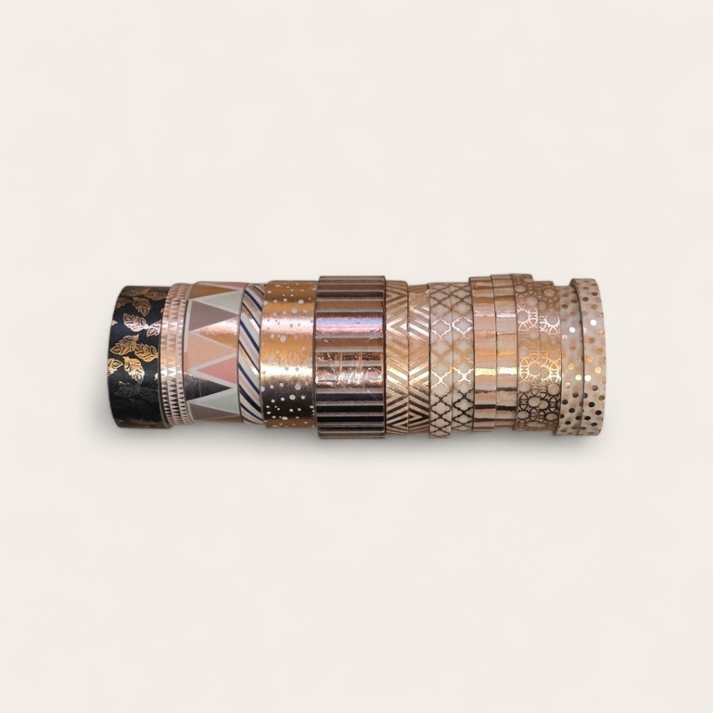 16-Piece Rose Gold & Copper Washi Tape Bundle - Duck Washi & Gilded Foil